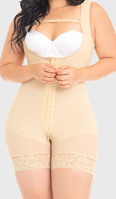 F0065 - MID-THIGH FAJA WITH BACK COVERAGE AND WIDE STRAPS