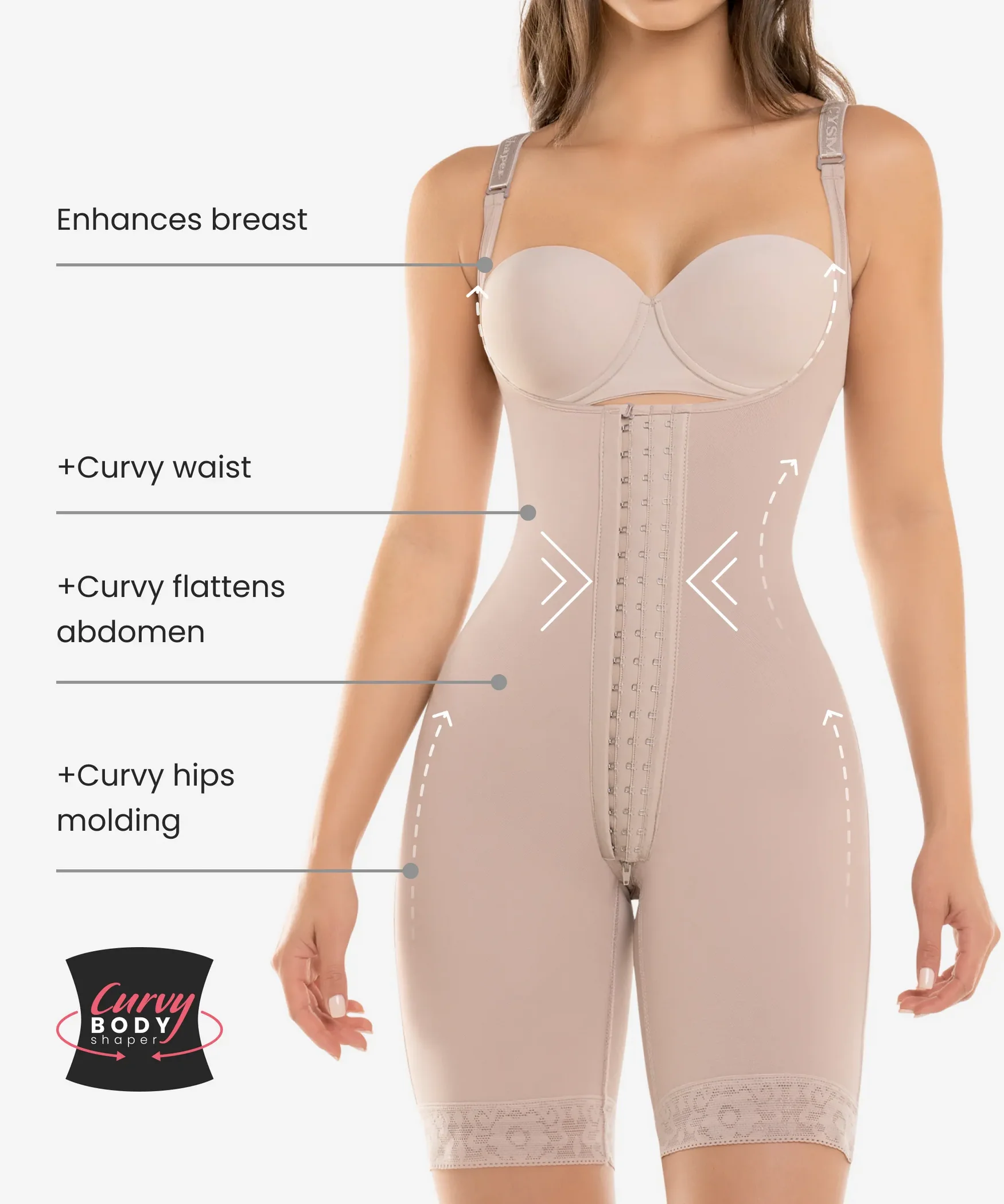 Hook closure bodysuit with zip crotch - Style 463