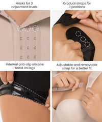 Hook closure high compression bodysuit with zip crotch - Style 461