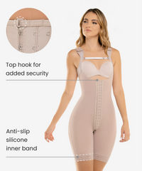 Hook closure high compression bodysuit with zip crotch - Style 461