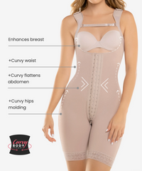 Hook closure high compression bodysuit with zip crotch - Style 461