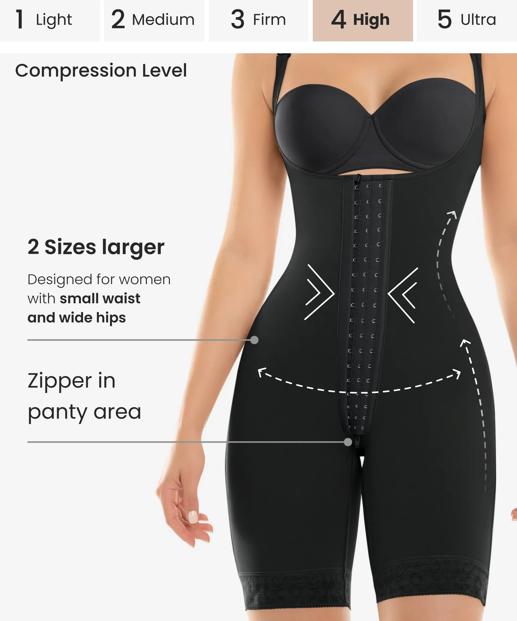 Hook closure bodysuit with zip crotch - Style 463